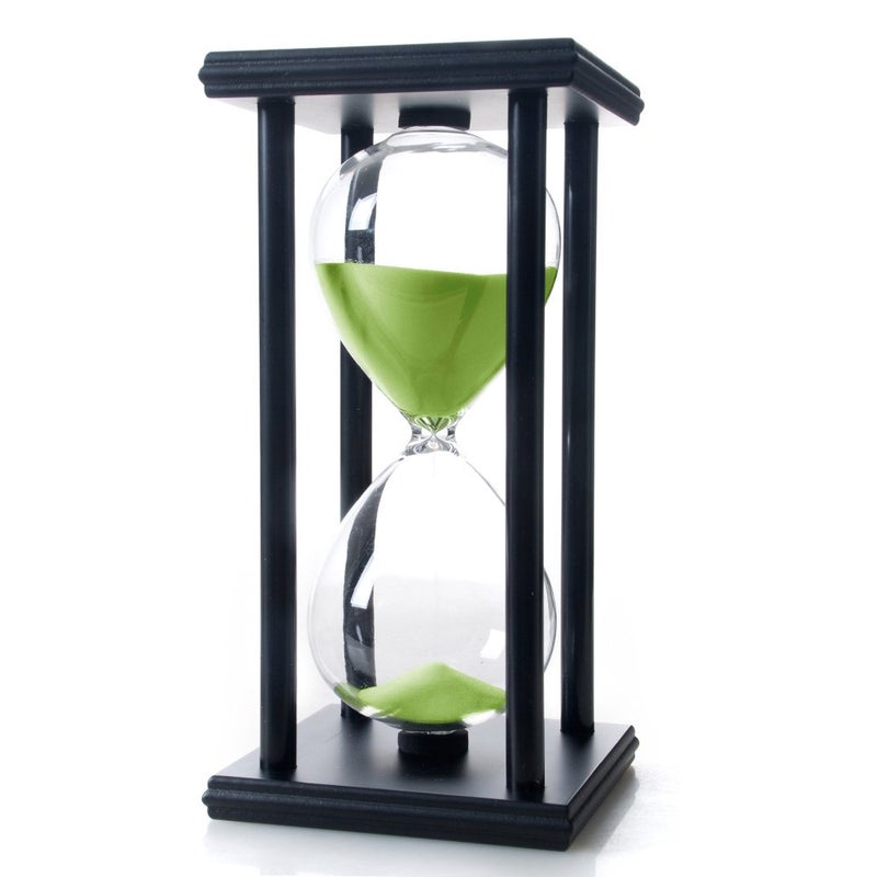 B BELLAWARE Bellaware 60 Minutes Hourglass, Wood Sand Timer,Green - Image 1